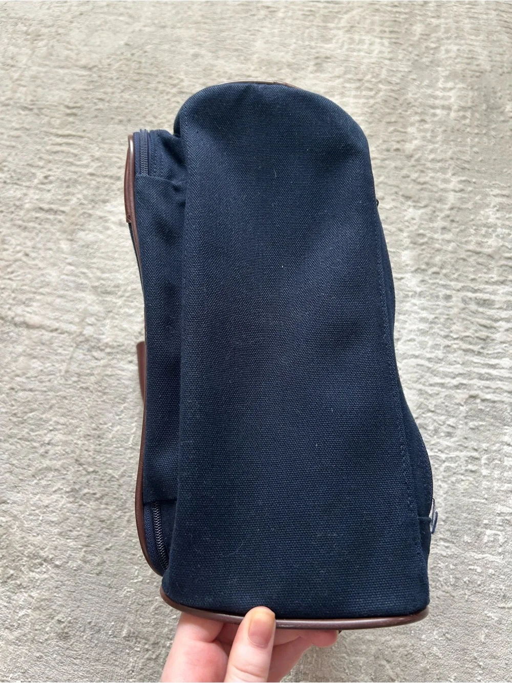 Lands’ End direct merchants navy travel bag with removable shoulder strap